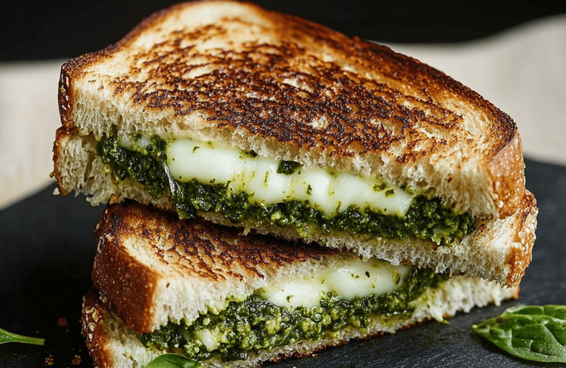 Spinach Pesto Grilled Cheese Sandwich