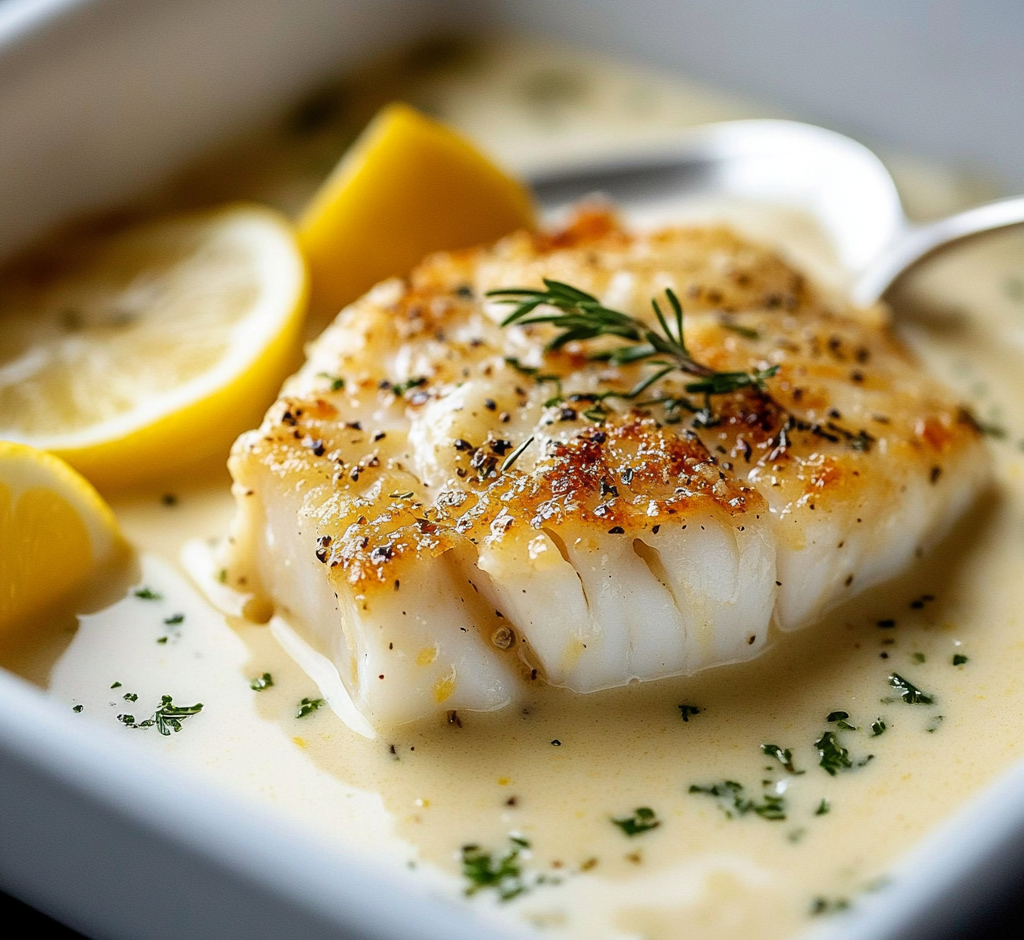 Baked Cod in Coconut Lemon Cream Sauce