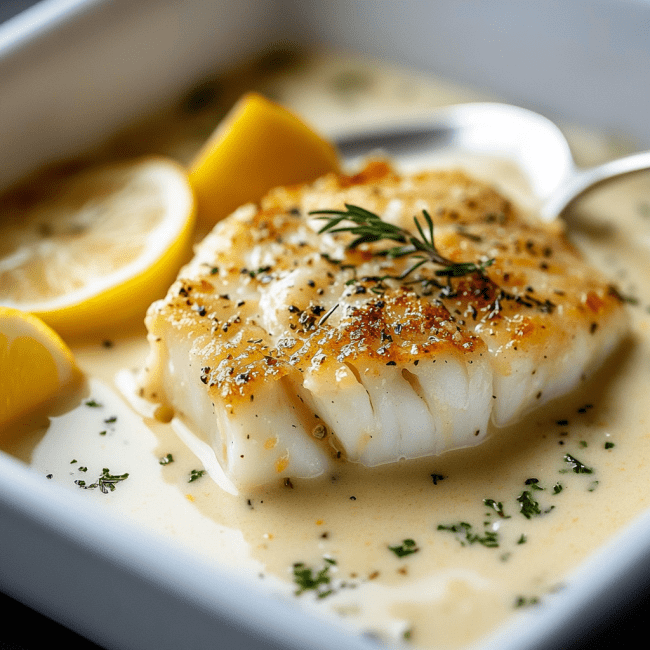 Baked Cod in Coconut Lemon Cream Sauce