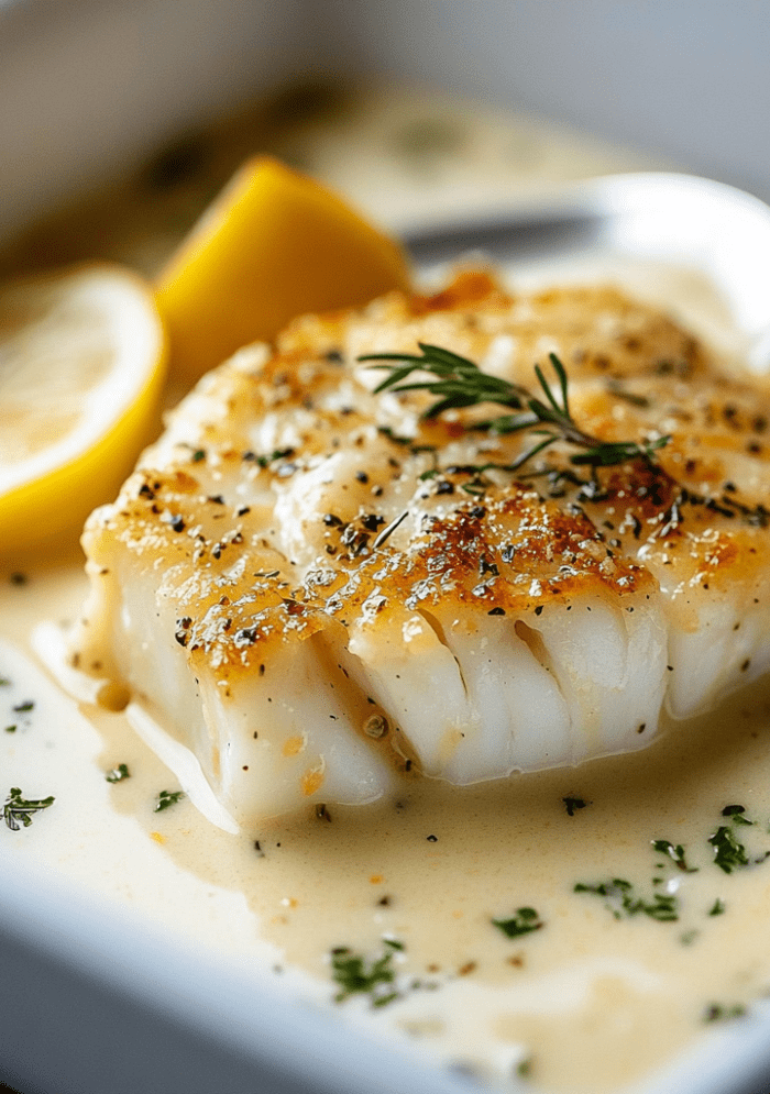 Baked Cod in Coconut Lemon Cream Sauce