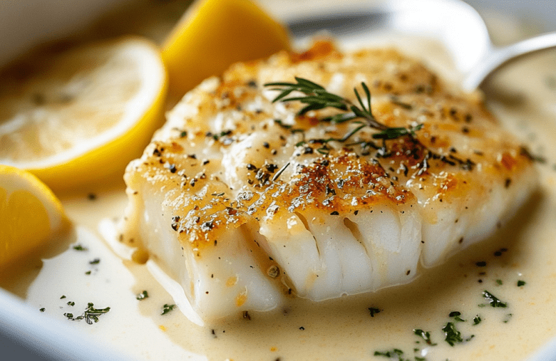 Baked Cod in Coconut Lemon Cream Sauce