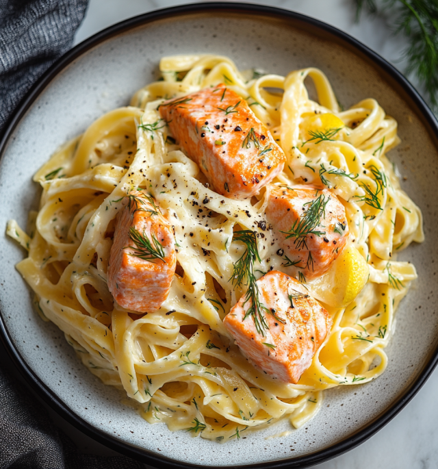 Creamy Lemon Dill Salmon Pasta