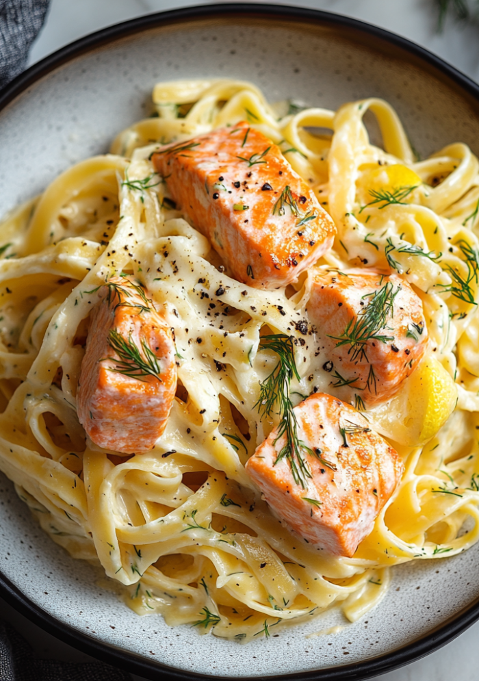 Creamy Lemon Dill Salmon Pasta
