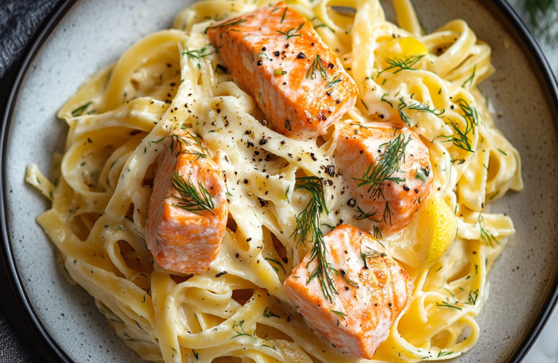 Creamy Lemon Dill Salmon Pasta