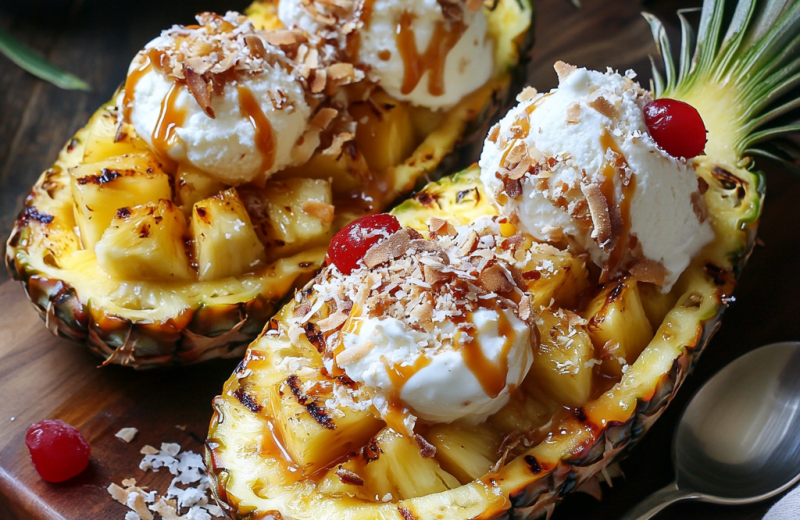Grilled Pineapple Sundae Boats