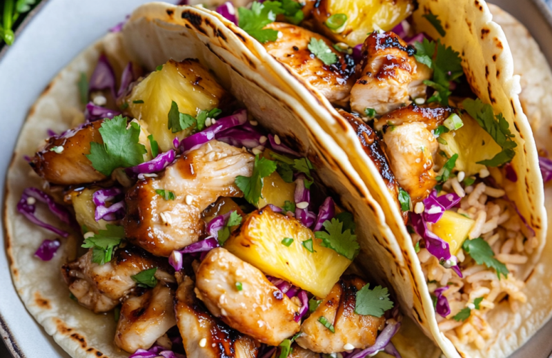 Teriyaki Pineapple Chicken Smash Tacos