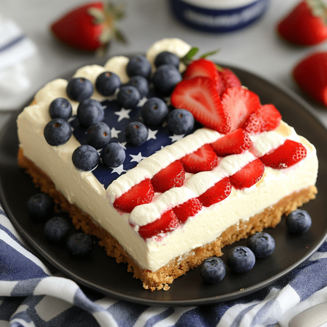 No-Bake American Flag Cheesecake