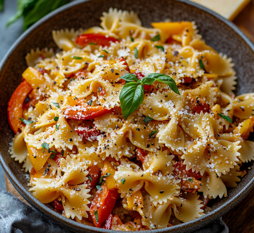 Garlic & Roasted Bell Pepper Farfalle