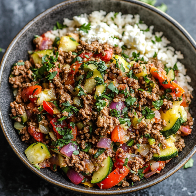 Mediterranean Ground Beef Stir Fry