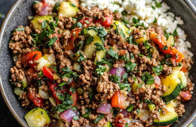 Mediterranean Ground Beef Stir Fry