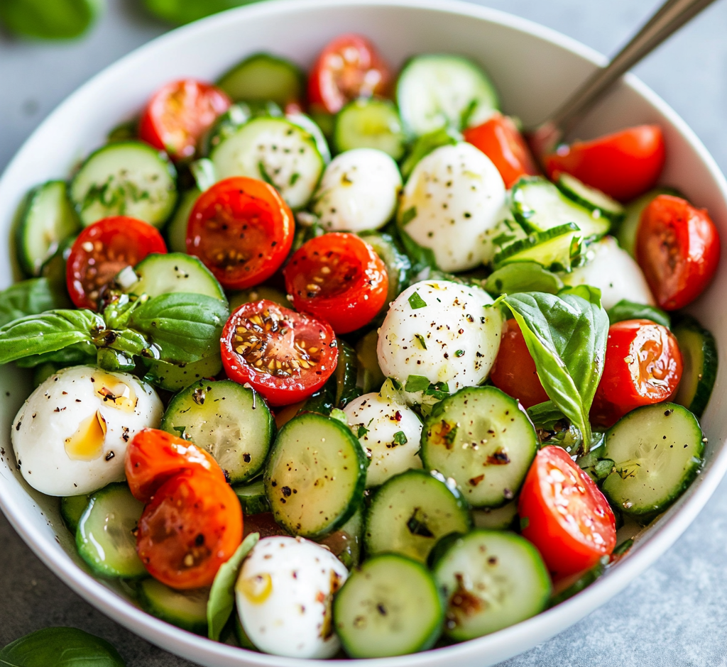 Easy Cucumber Caprese Salad