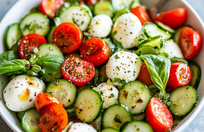 Easy Cucumber Caprese Salad