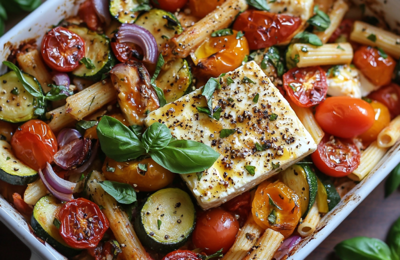 Veggie Pasta with Baked Feta