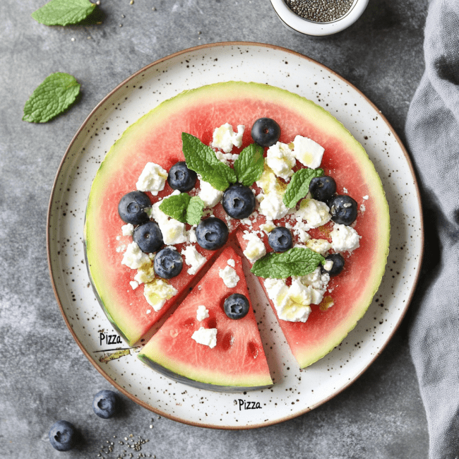 Watermelon Feta Breakfast “Pizza”