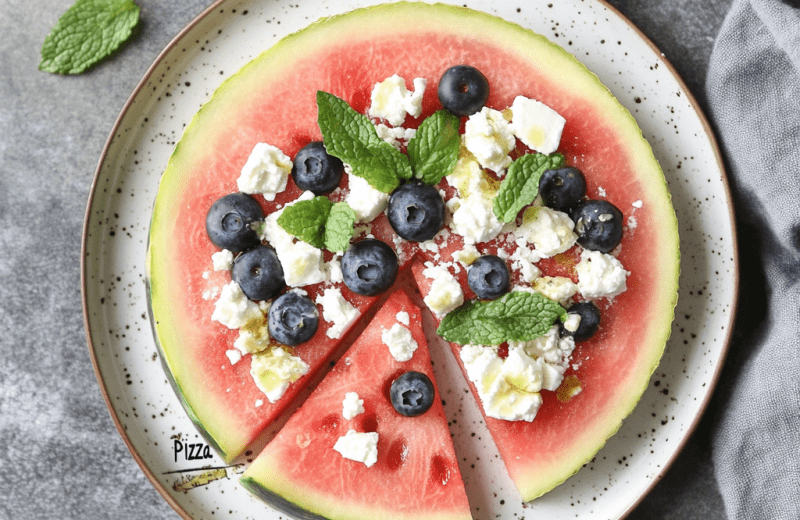Watermelon Feta Breakfast “Pizza”