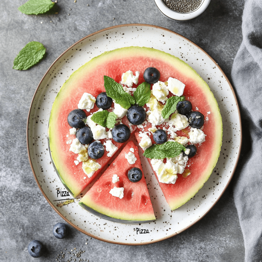 Watermelon Feta Breakfast “Pizza”