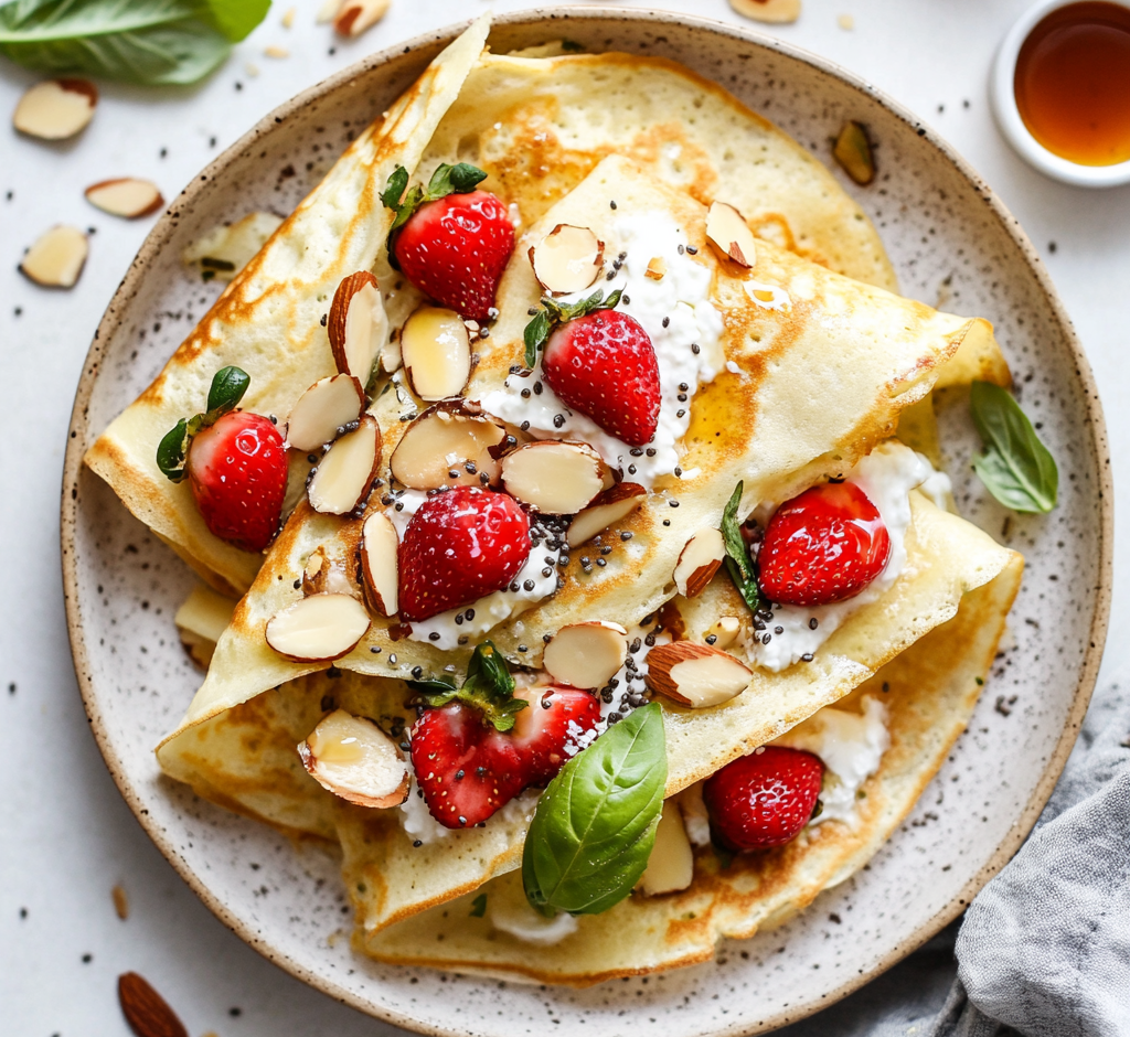 Strawberry Basil Chia Crepes