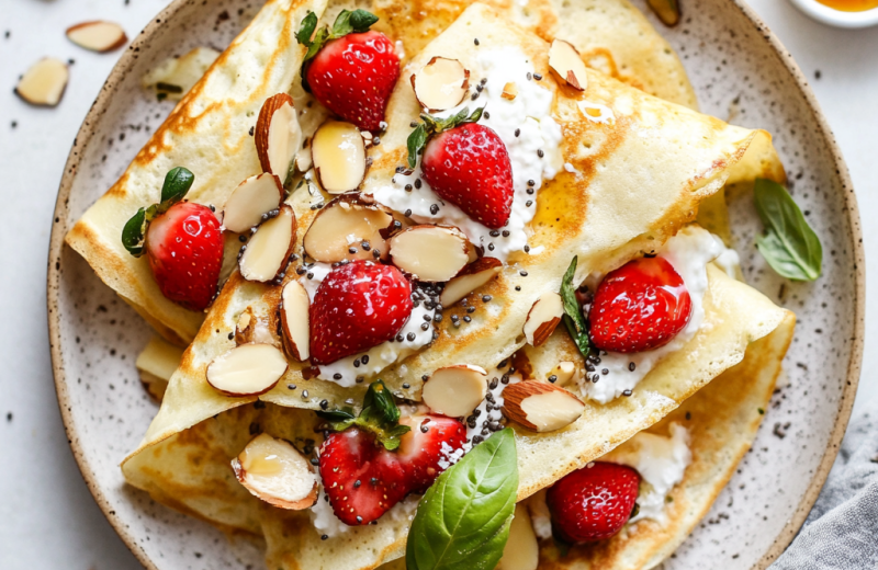 Strawberry Basil Chia Crepes