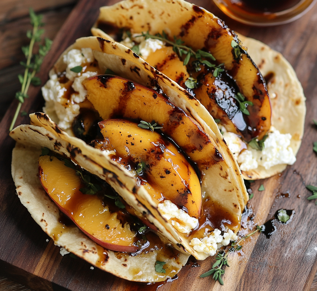 Savory Peach & Ricotta Breakfast Tacos