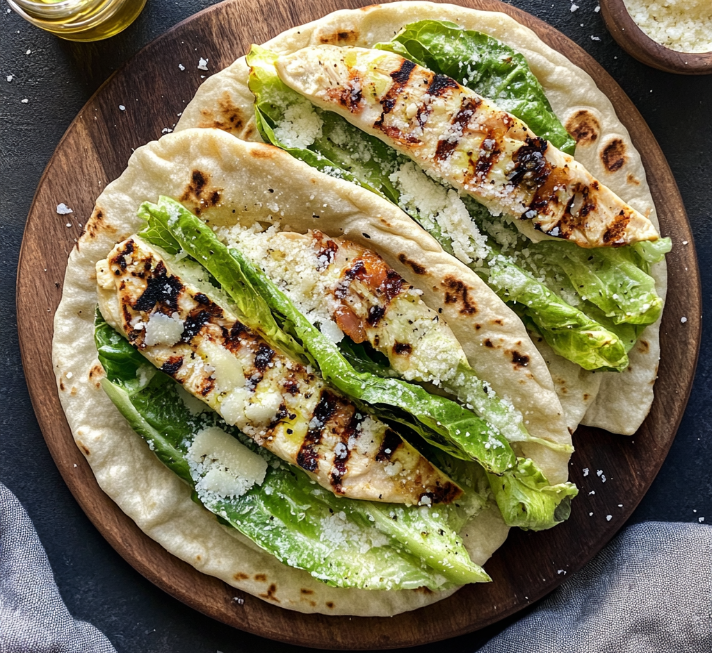 Griddle Caesar Salad Flatbreads