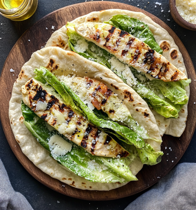 Griddle Caesar Salad Flatbreads