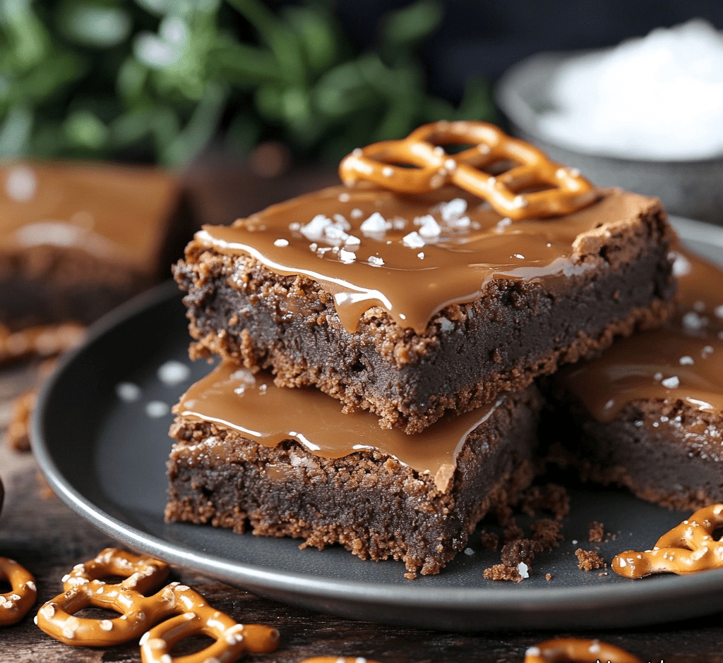 Pretzel Bottom Caramel Brownies