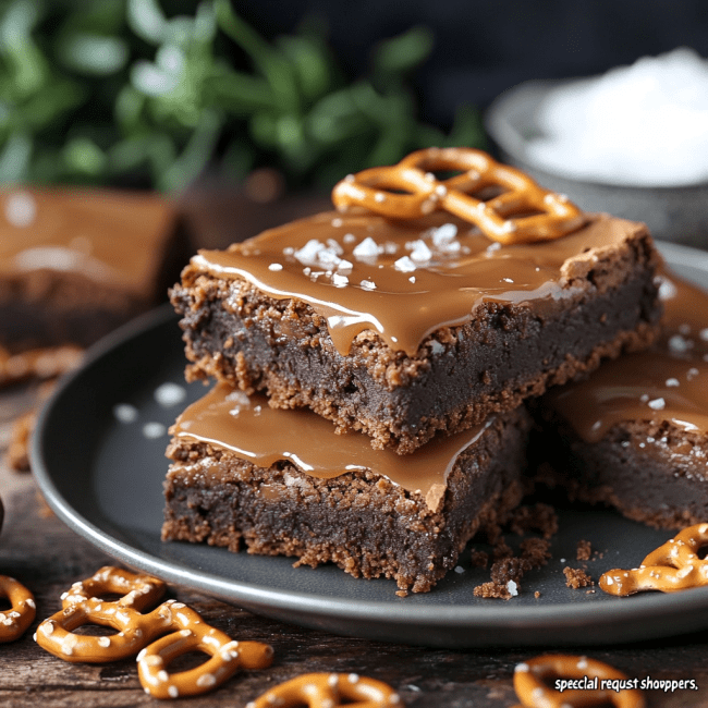 Pretzel Bottom Caramel Brownies