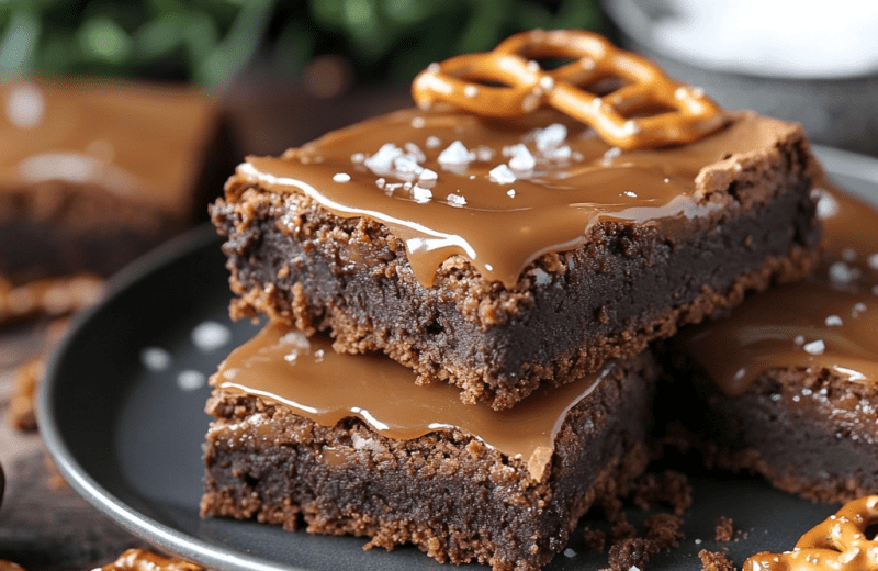 Pretzel Bottom Caramel Brownies