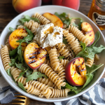 Hot Honey Peach Burrata Pasta Salad