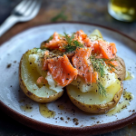 Baked Potato with Flaked Salmon & Dill