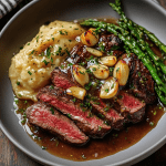 Bavette Steak with Roasted Garlic Pan Sauce