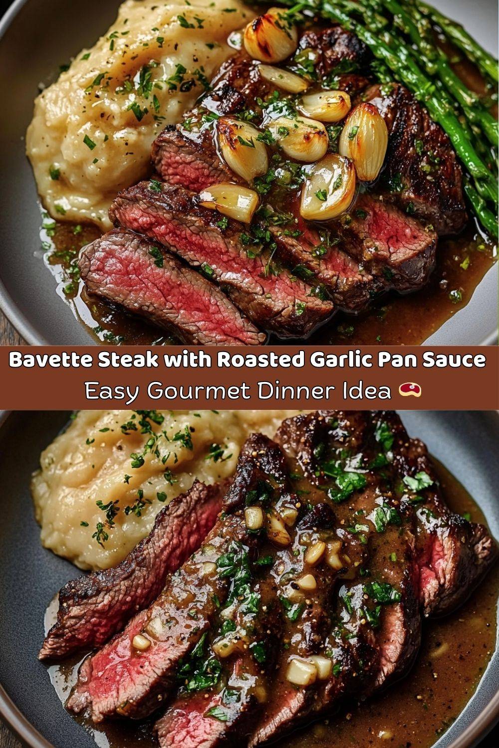 Bavette Steak with Roasted Garlic Pan Sauce
