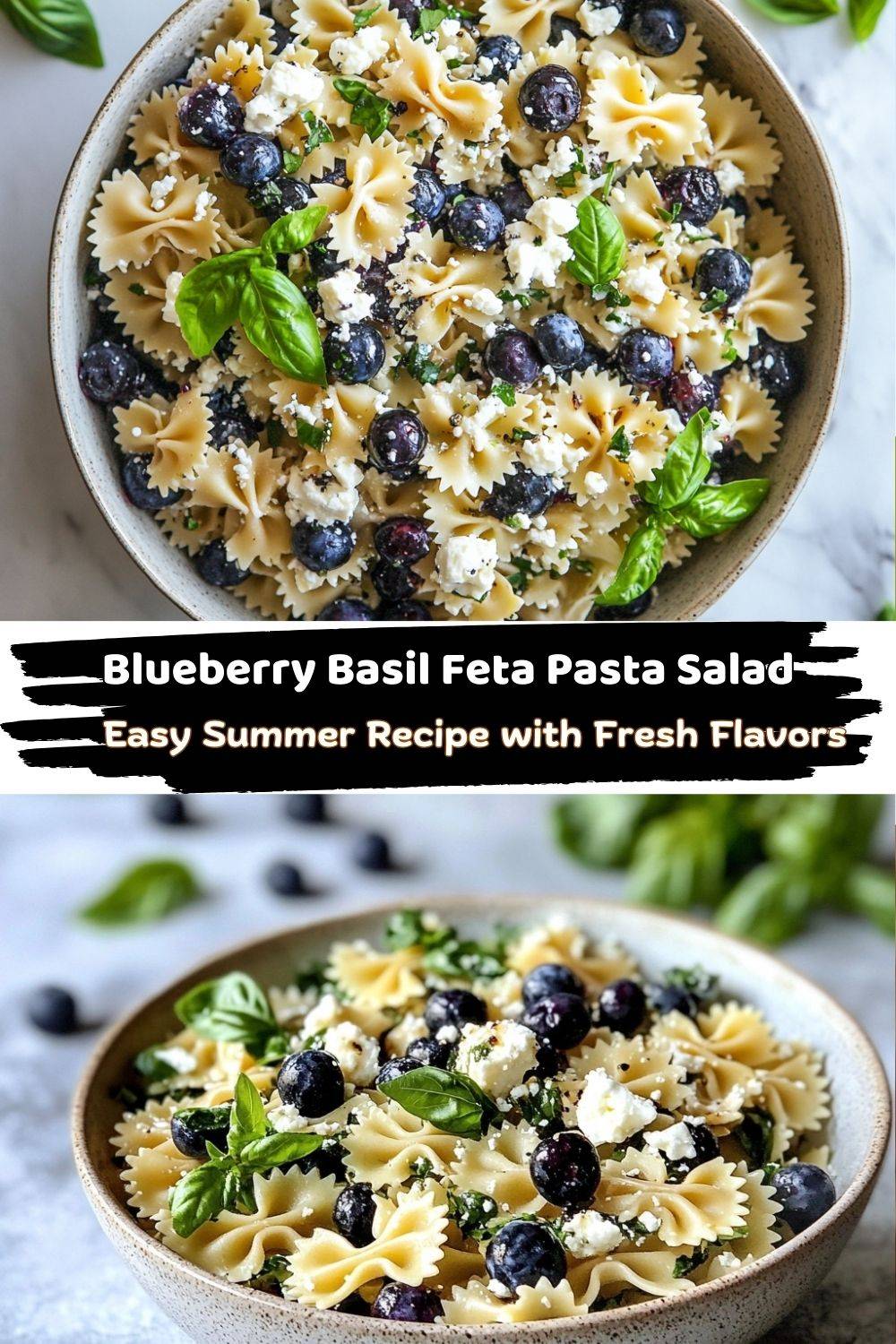 Blueberry Basil Feta Pasta Salad