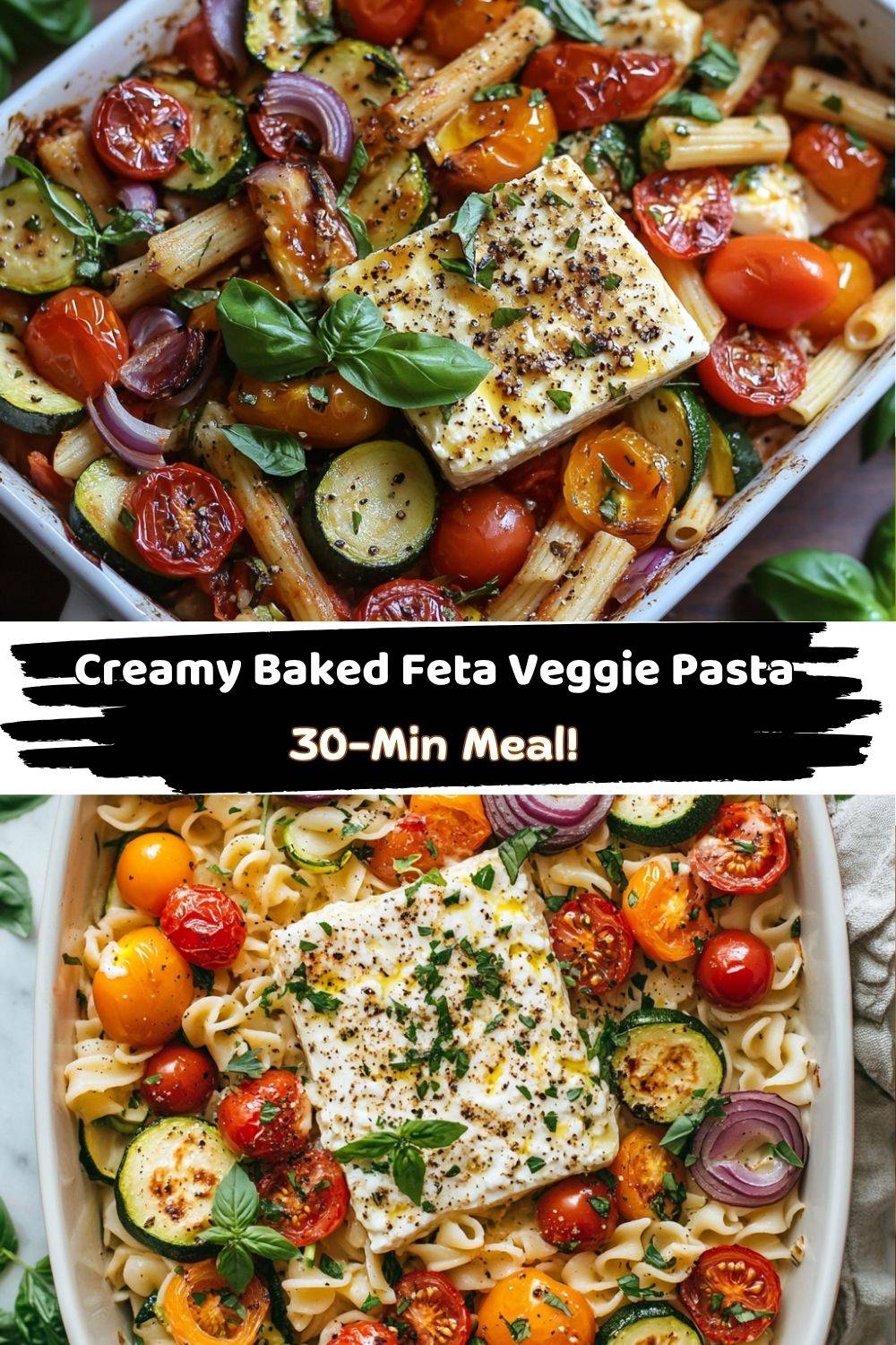 Veggie Pasta with Baked Feta