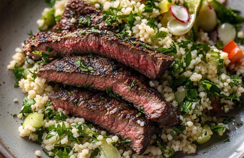 Grilled Skirt Steak with Herb Couscous Salad