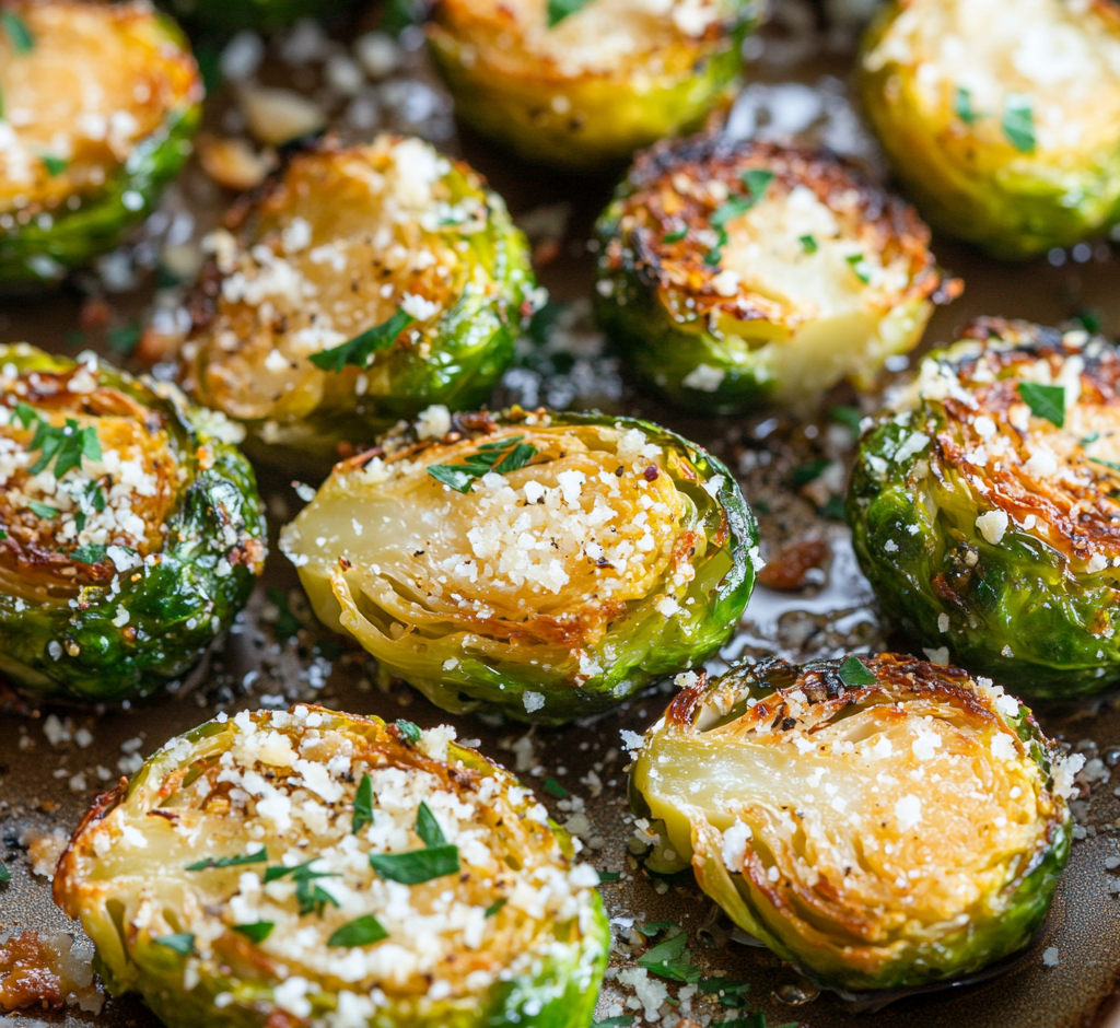 Garlic Parmesan Roasted Brussels Sprouts