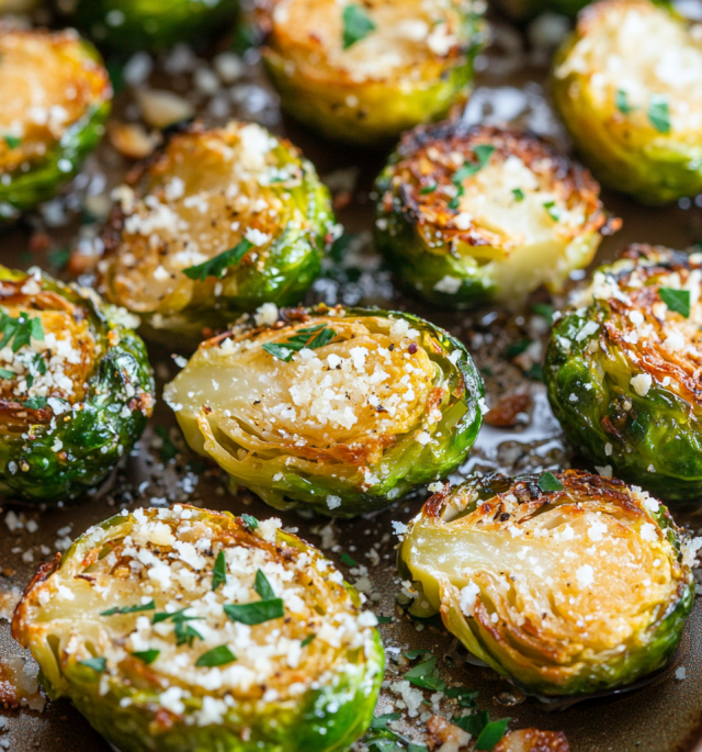 Garlic Parmesan Roasted Brussels Sprouts