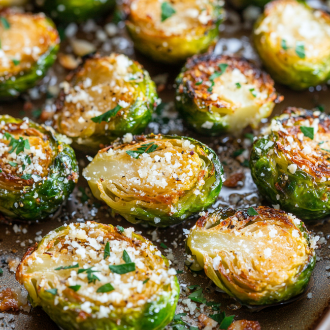 Garlic Parmesan Roasted Brussels Sprouts