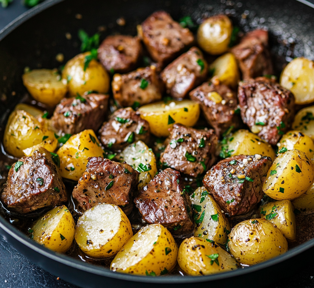 Garlic Butter Steak Bites & Potatoes