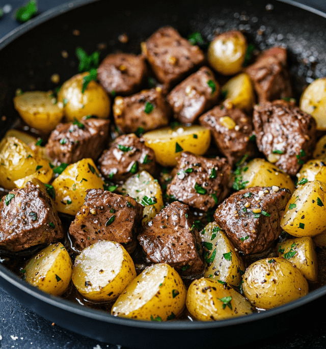 Garlic Butter Steak Bites & Potatoes