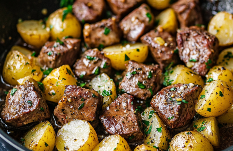 Garlic Butter Steak Bites & Potatoes