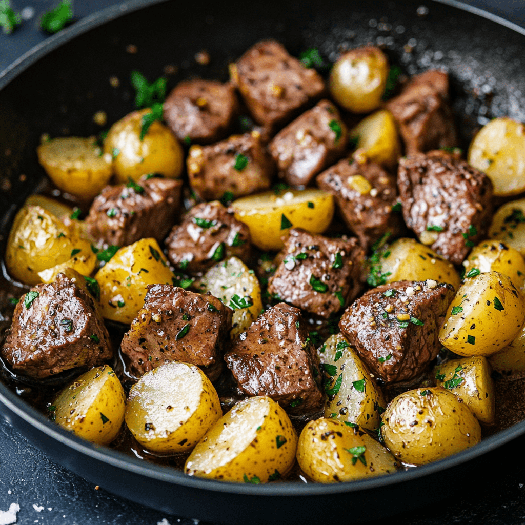 Garlic Butter Steak Bites & Potatoes