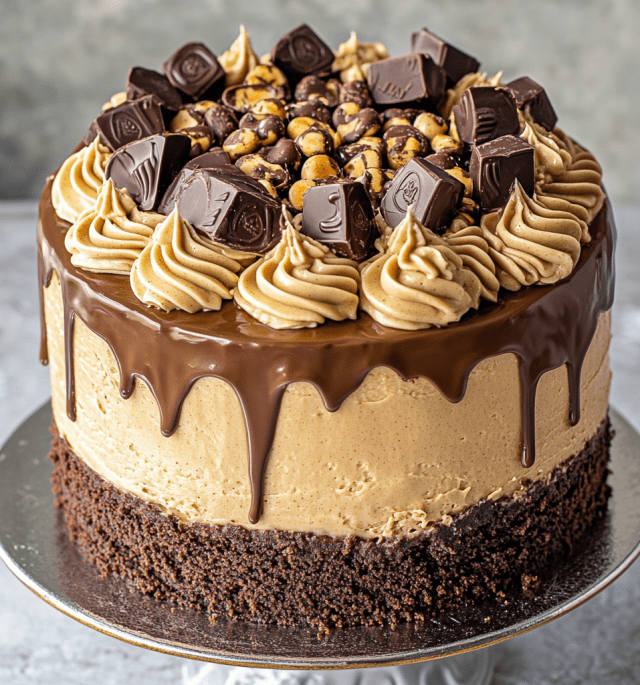 Chocolate Peanut Butter Cup Cheesecake Cake