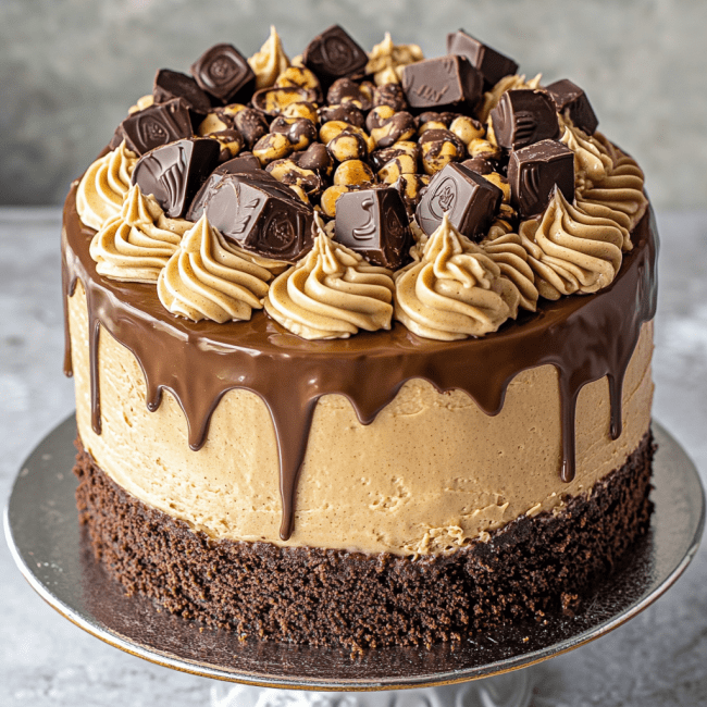 Chocolate Peanut Butter Cup Cheesecake Cake