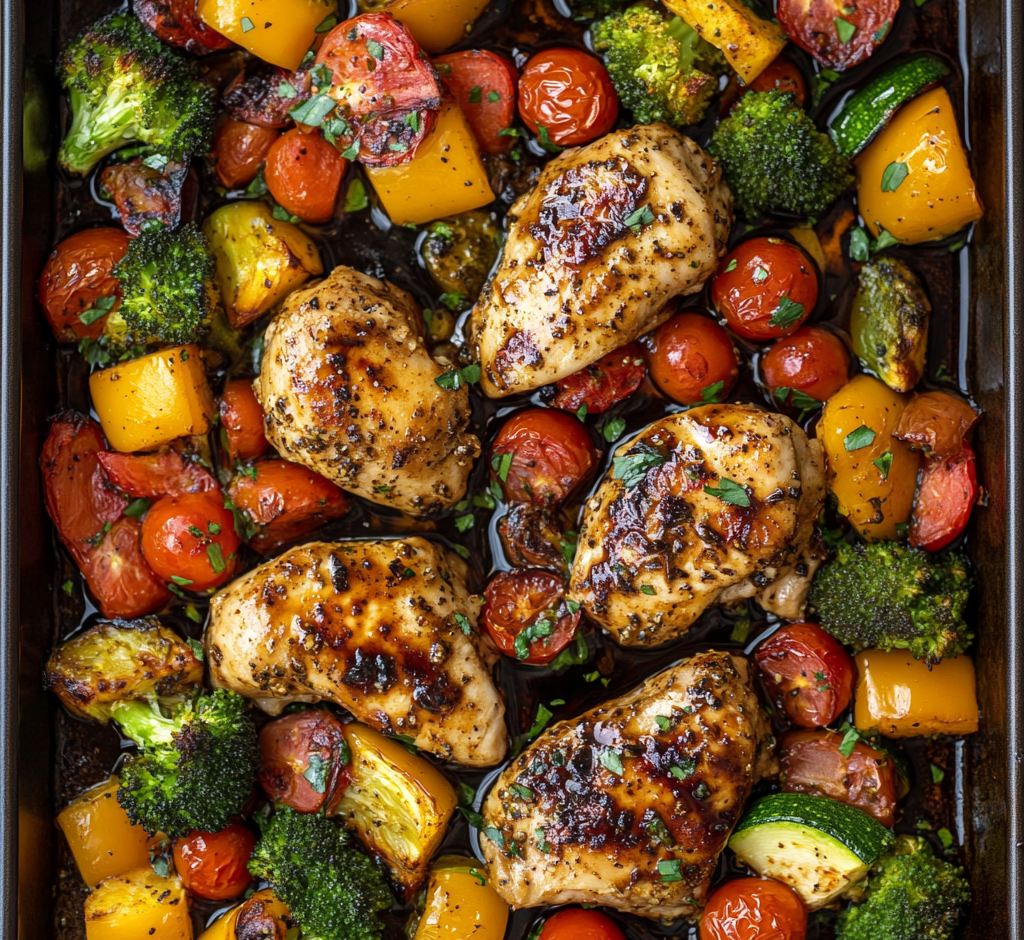 One Pan Balsamic Chicken and Veggies
