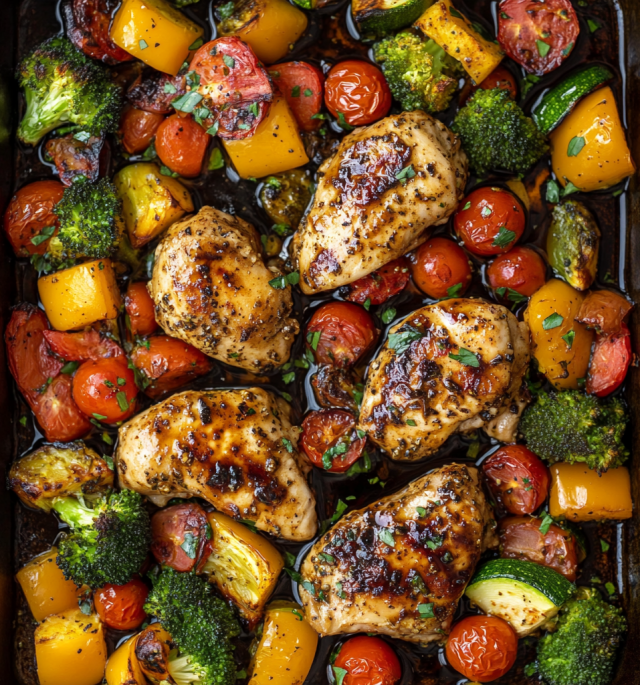 One Pan Balsamic Chicken and Veggies