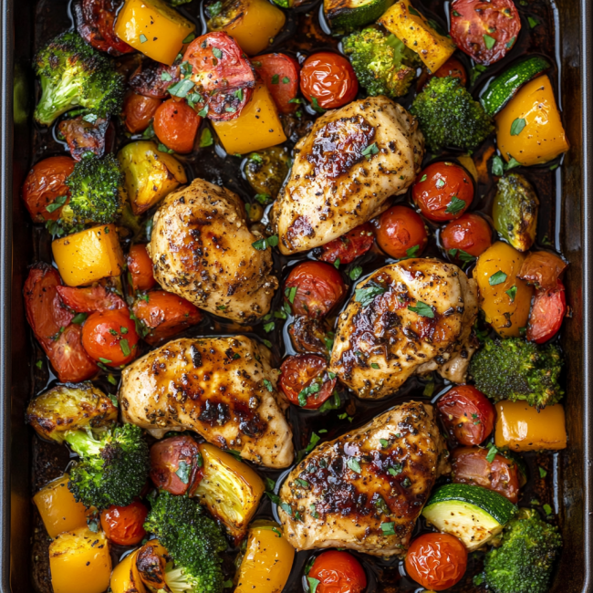 One Pan Balsamic Chicken and Veggies