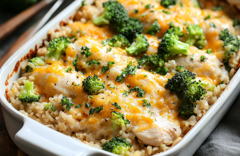 Cheesy Chicken Broccoli Rice Bake