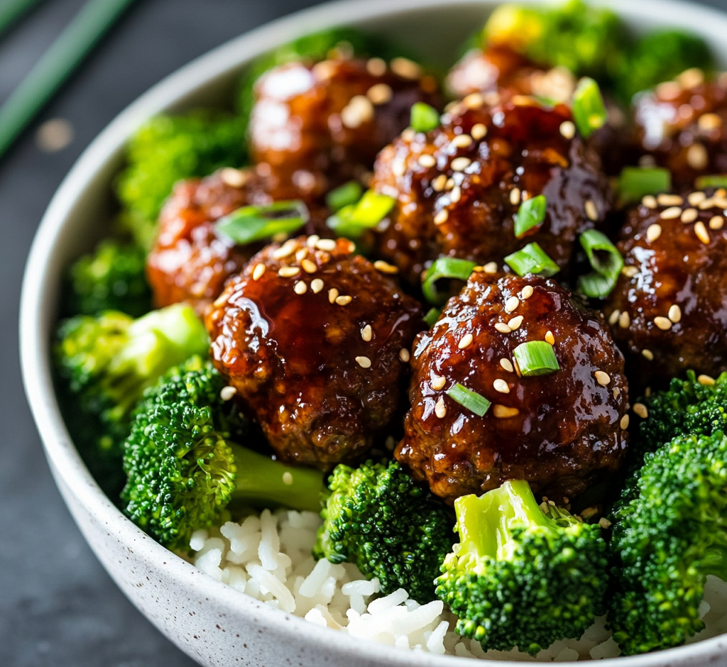 Mongolian Meatballs with Broccoli