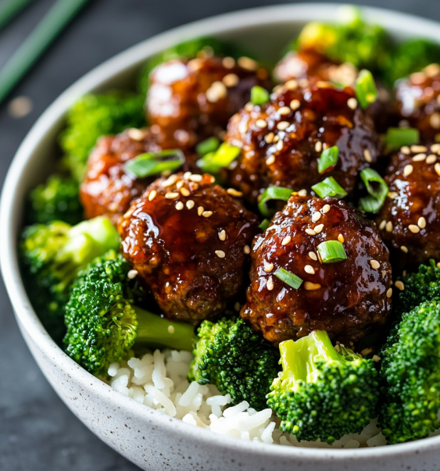 Mongolian Meatballs with Broccoli